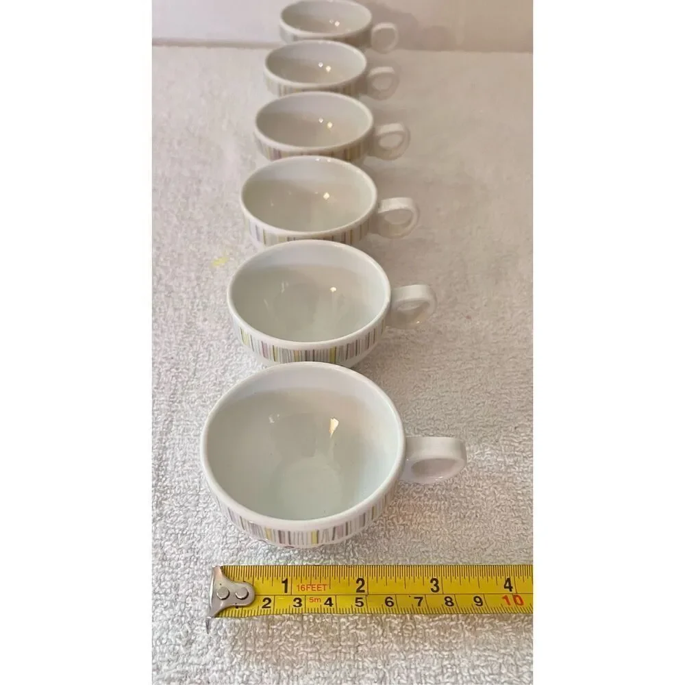 Vintage La Siesta Farbrik Dekor Schonwald  Geometric Print Espresso Cup Set Of 6